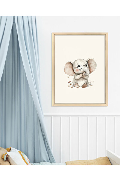 Vetro Design Poster cu cadru din lemn pentru camera copiilor elefant cu ochelari