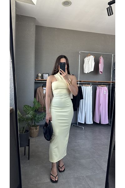 YOUR NAME One Shoulder Slit Detailed Maxi Dress