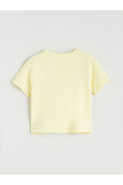 LC Waikiki Pastel Yellow Crew Neck Soft Touch Girl's T-Shirt