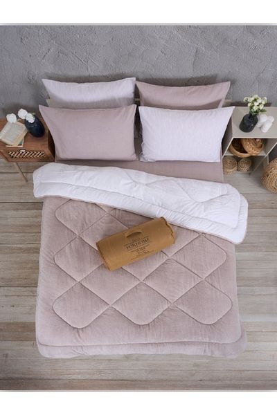 Sudemhome Double Welsoft Sleeping Set Double Sided Wellsoft Fluffy Fleece Quilt and Battal Fitted Sheet