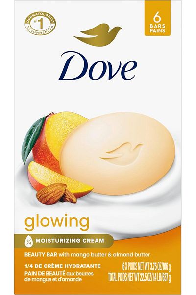 Dove Beauty Bar Gentle Skin Cleanser Moisturizing for Gentle Soft Skin Care Glowing Mango Butter and