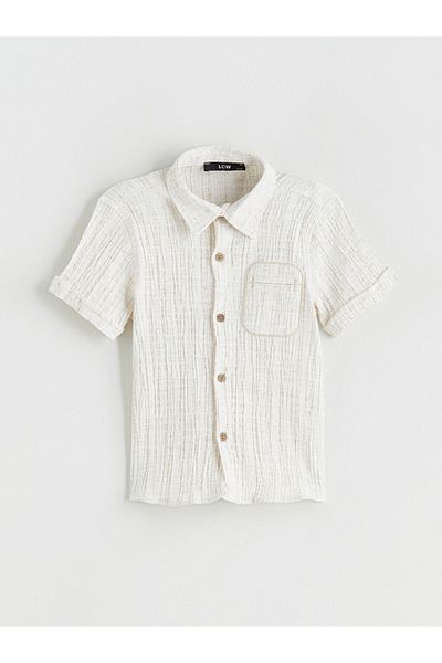 LC Waikiki Beige Printed Boys' Shirt and T-Shirt 2-Piece