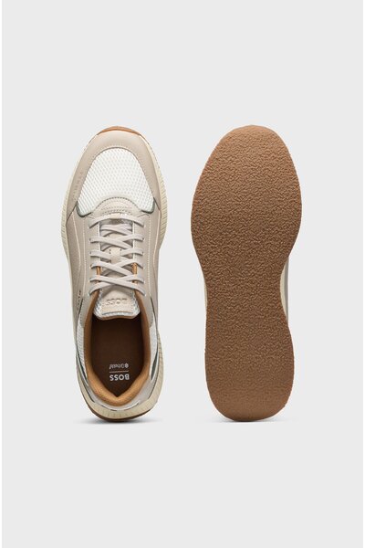 BOSS Erkek Rahat Yüksek Taban File ve Deri Karışımlı Bej Sneaker 50548717-263