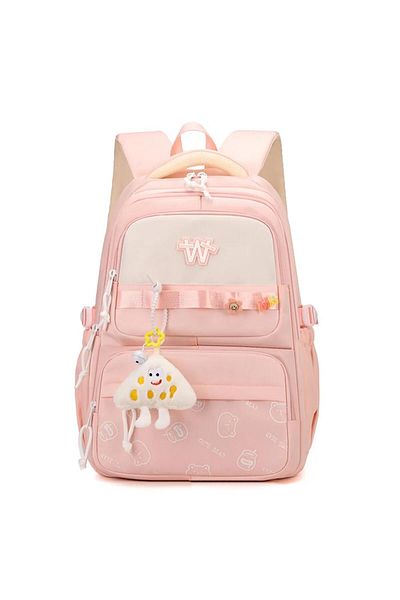 Adalinhome Korean Model Cute Bear Patterned School and Daily Backpack with Keychain