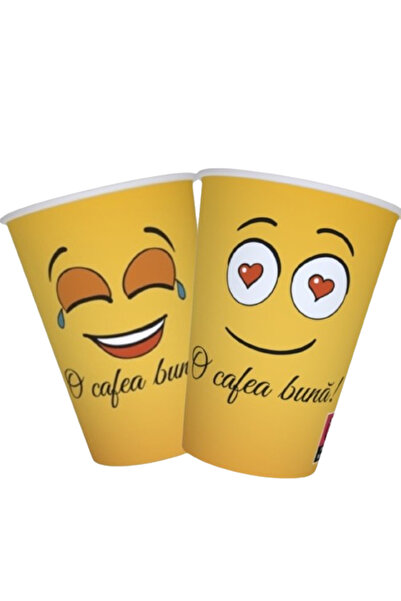 HOM Set of 50 pieces, Cardboard coffee cup, printed 8oz, 200ml