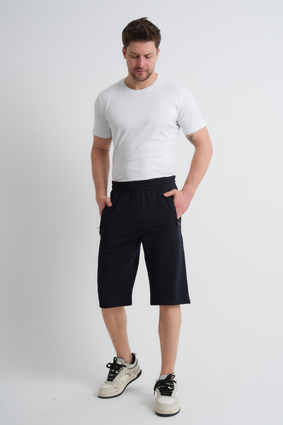 Shooter Sportswear Чоловічі літні капрі темно-синього кольору, зручний крій, кишені на блискавці, еластичний пояс, кишені на блискавці.