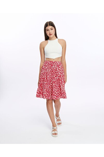 MAKSEN TEKSTİL Viskon Kumaş Midi Boy Şort Etek-estel