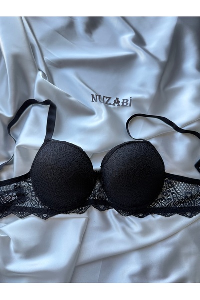 Nuzabi Σουτιέν Scarlett Μαύρο Δαντελένιο με Ενίσχυση και Μπανέλες