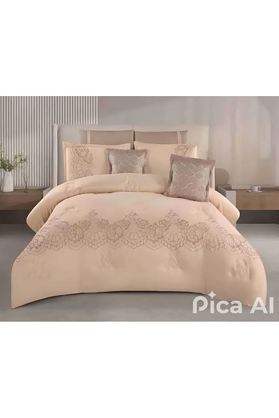 XI DUO A luxurious embroidered royal double bedspread to give you beauty and elegance to your room, made of microfiber, size 240*260 cm