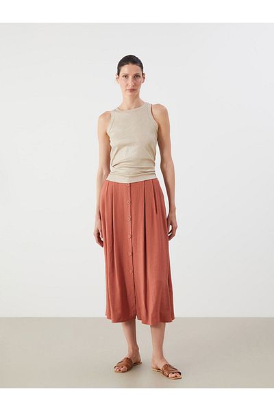 LC Waikiki Tile Waist Elastic Textured Pleated Skirt