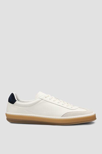 BOSS Erkek Yumuşak Süet Karışımlı Rahat Taban Deri Beyaz Sneaker 50549408-120