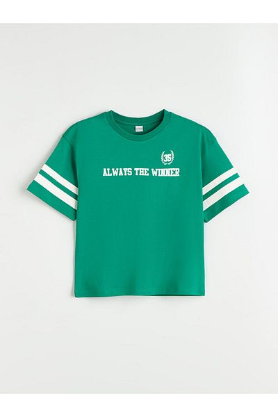 LC Waikiki Green Crew Neck Boy's T-Shirt