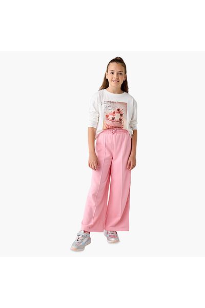 Juniors Graphic Print T-Shirt with Long Sleeves
