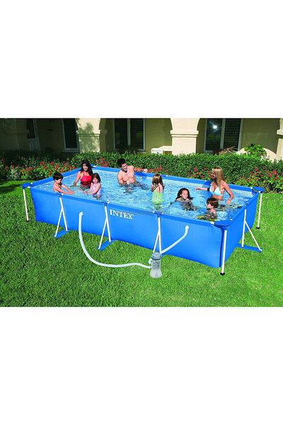 Intex Small Frame Rectangular Pool With Water Filter Pump 4.5m X 2.2m X 0.84m