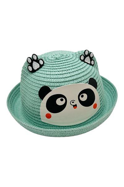 BaoBao Children's hat with panda pattern and paws applique - funny design with small brim
