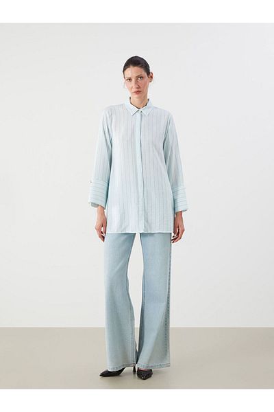 LC Waikiki Green Striped Women's Shirt Tunic