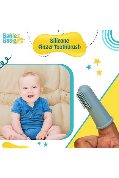 Babies Basic فرشاة أسنان بيبيز بيسيك مع حقيبة سفر للأطفال - فرشاة أسنان سيليكون زرقاء