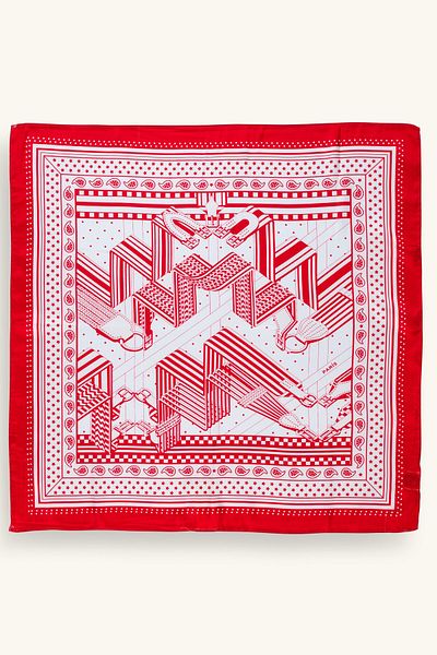 Marie Claire Geometric Patterned Red Scarf