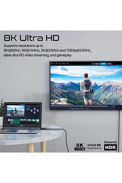 Promate DisplayPort Cable, Premium Ultra HD 8K@60Hz Video Display Cord with 32.4Gbps Bandwidth Trans