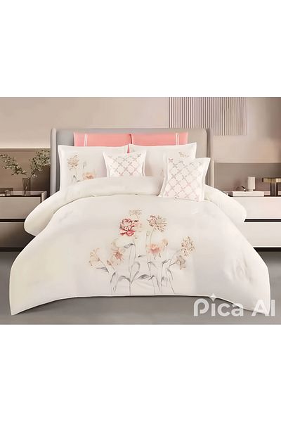XI DUO A luxurious embroidered royal double bedspread to give you beauty and elegance to your room, made of microfiber, size 240*260 cm