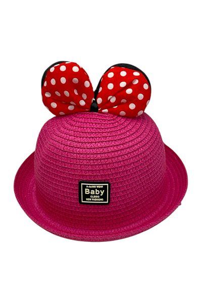 BaoBao Children's hat with polka dot bow and applied ears - small brim model