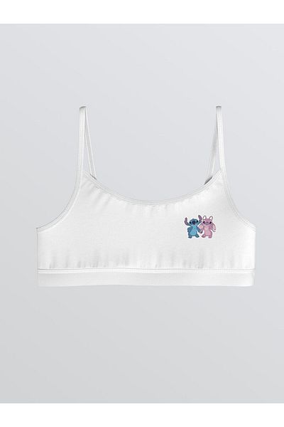 LC Waikiki White Stitch and Angel Printed Girl's Bustier 2-Piece