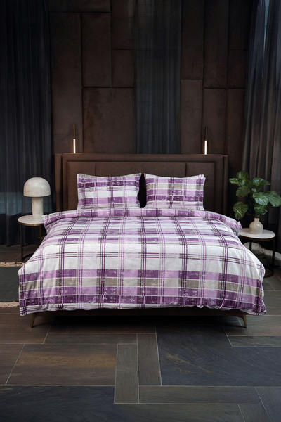 FAVORA Piemo Double Duvet Cover Set with Elastic Sheet - Purple