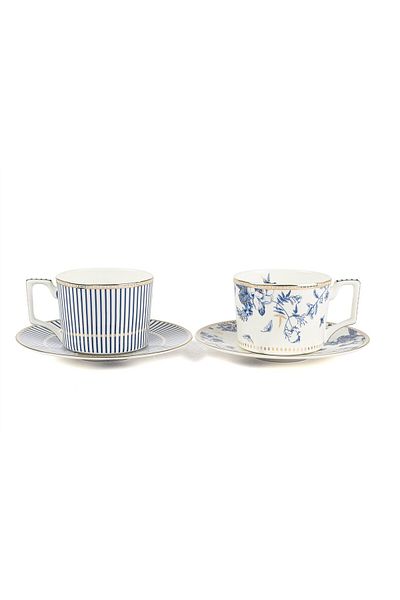 Mikasa Moor Fili E Fiori Blue White 2-Piece Tea Set 220Cc