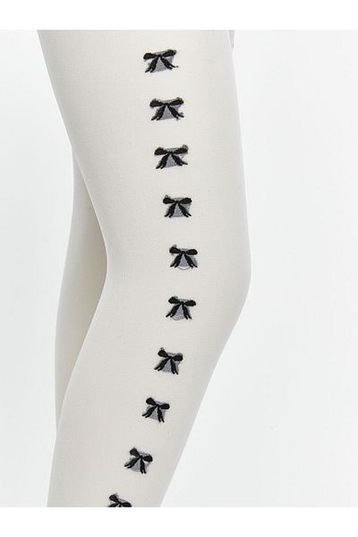 LC Waikiki White Patterned Girls' Pantyhose 2-Piece