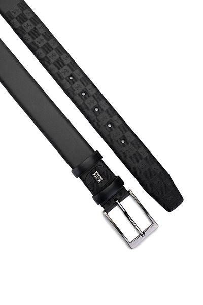 Tamer Tanca Men's Genuine Leather Black Leather Classic Belt