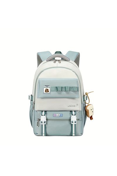 Adalinhome Rucsac de școală colorat model coreean Nice Bear cu breloc