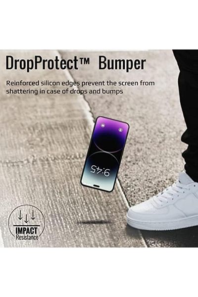 Promate Tempered Glass Screen Guard, Silicone Bumper 3D Edged Privacy Screen Protector with Scratch-