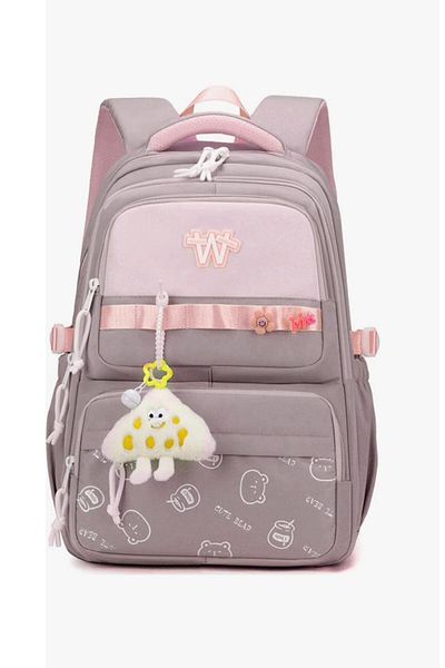 Adalinhome Korean Model Cute Bear Patterned School and Daily Backpack with Keychain