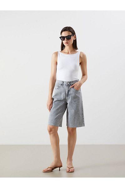 LC Waikiki Jeans Gray Bermuda Fit Women's Jean Shorts