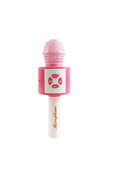 divendi-ro Toy microphone with demo songs, with phone connection cable, Pink/Blue - Pink