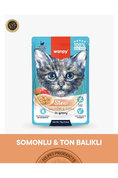 Wanpy Pouch Somon-Ton Yaş Yavru Kedi Maması 3lü Fırsat 3x70gr
