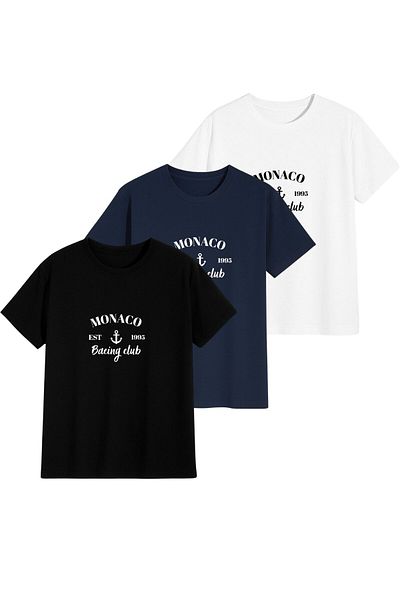 AFROGİYİM Unisex 3-pack Monaco εμπριμέ μπλουζάκι