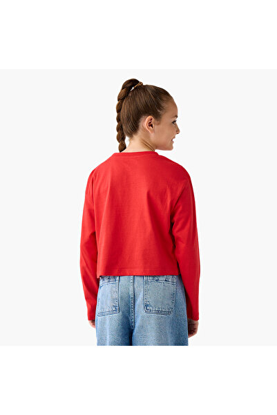 Juniors Slogan Print T-Shirt with Long Sleeves