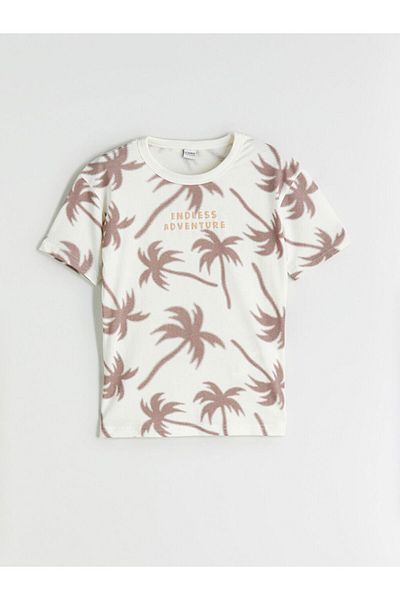 LC Waikiki Ecru Crew Neck Boys T-Shirt and Shorts