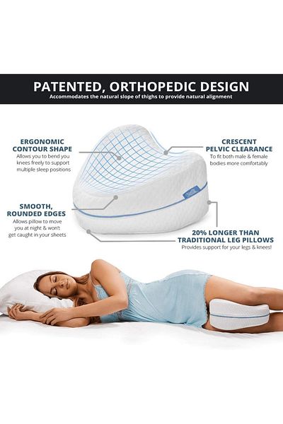 Primo Plus Foam Leg and Knee Support Pillow - For Sciatica, Back, Hip, Knee and Joint Pain Relief