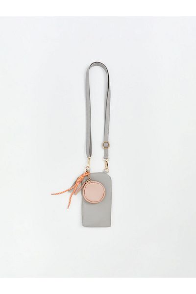 LC Waikiki Gray Suede Look Women's Phone Bag