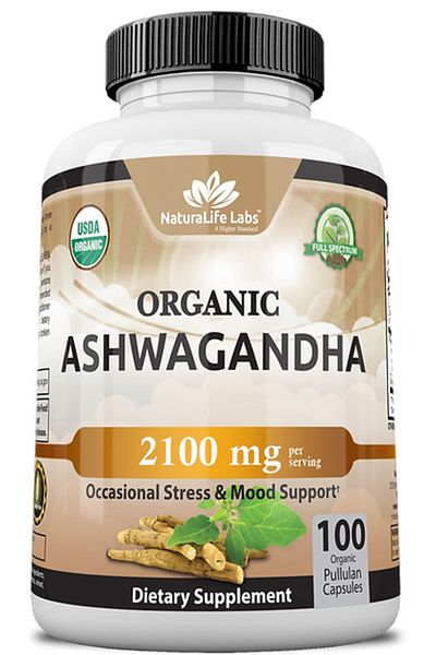 NaturaLife Lab Organic ashwagandha 2,100 mg per serving 100 veggie caps