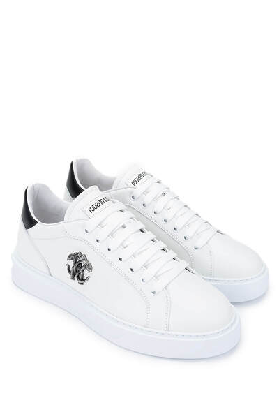 Roberto Cavalli Men's Genuine Leather White Sneakers & Sports Shoes