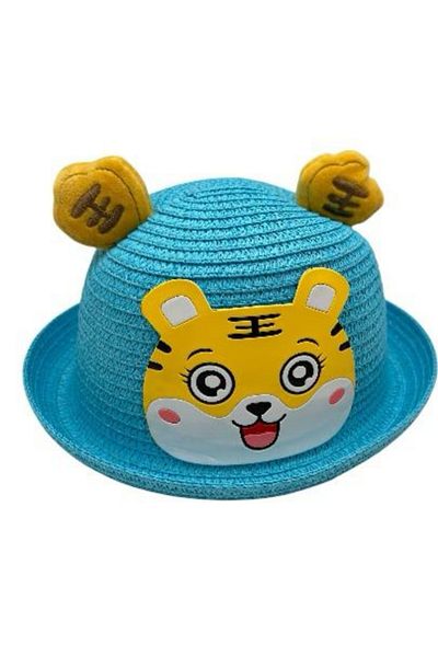 BaoBao Children's hat with tiger pattern and applied ears - funny design with small brim, summer, 100% polyester