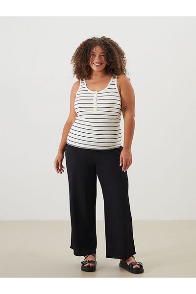 LC Waikiki Ecru U Neck Striped Women's Tank Top