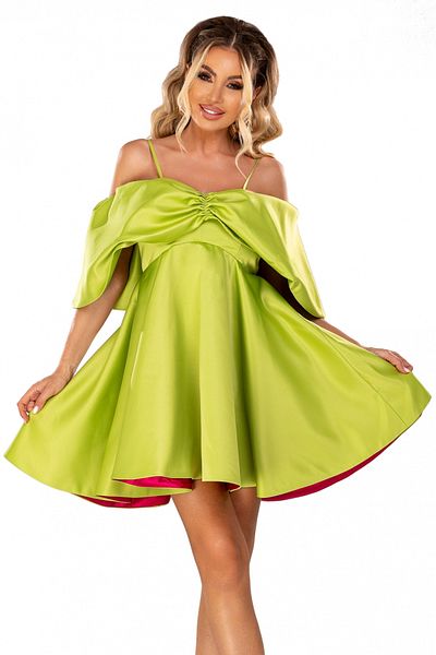 Atmosphere Fashion Rochie de păpușă bebeluși din tafta fistic