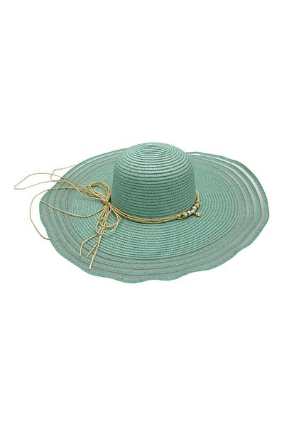 BaoBao Women's beach hat with wide brim and decorative beads - boho chic style