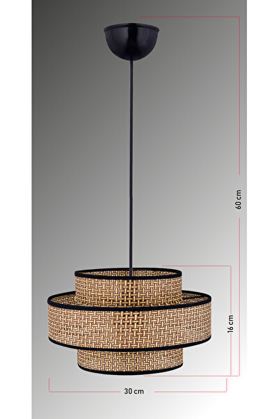 Emg DesiGn Doğal Hazeran Rattan 3 Katlı Pasta Sarkıt Avize Çocuk Odası Yatak Odası Salon Mutfak Hol