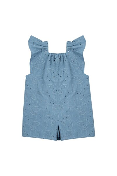 By Mare Style Belle-Pure Organic Cotton Ruffle Detail Blue Girl's Romper
