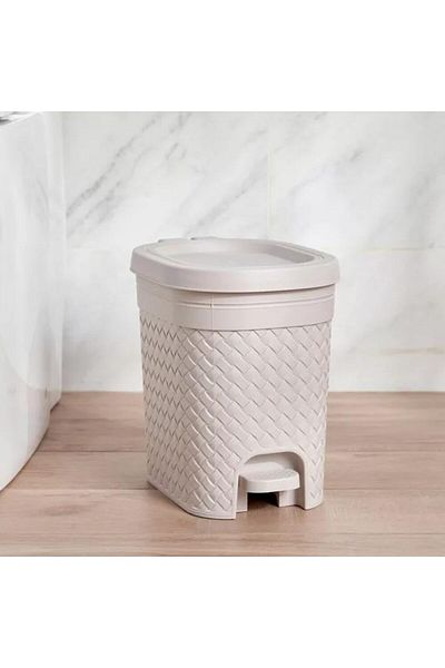 mastergold 10L Woven Pedal Bin | Decorative Plastic Trash Can for Kitchen, Bathroom, Office | 32x25x32cm